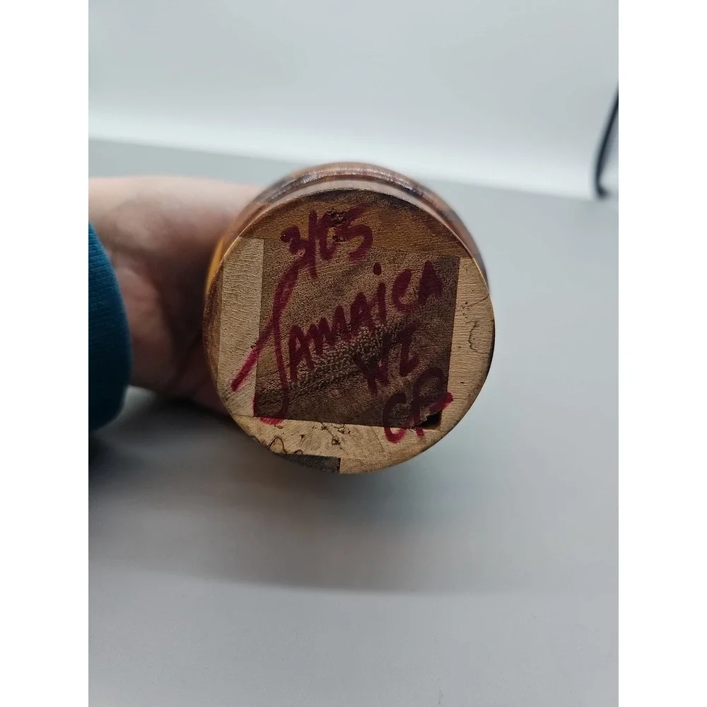Vintage Turned Wood Vase Inlay Dark Light‎ 6.5